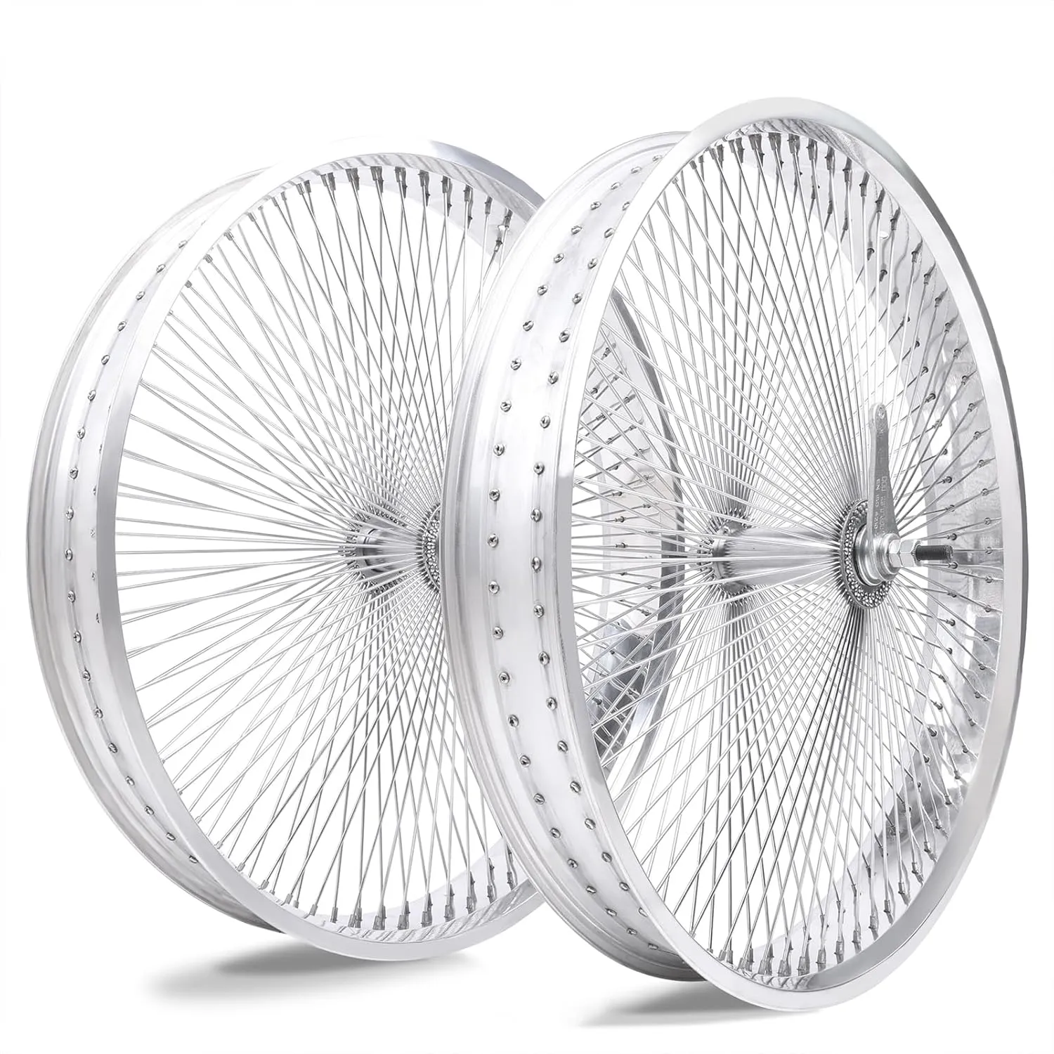 MICARGI 26"*3.0 Beach Cruiser Bicycle Coaster Brake Wheelset, Polish Front and Rear Rims Set