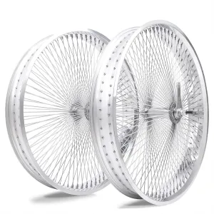 MICARGI 26"*3.0 Beach Cruiser Bicycle Coaster Brake Wheelset, Polish Front and Rear Rims Set