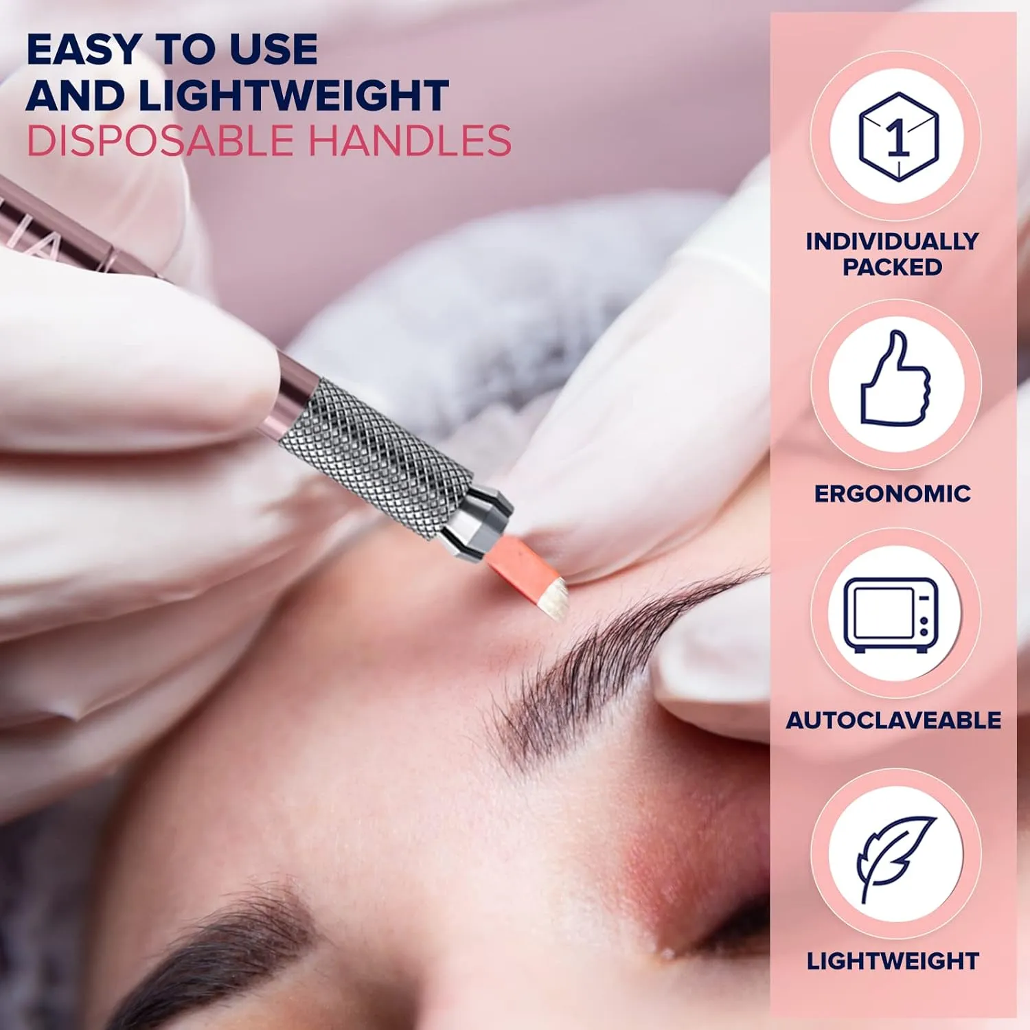 Microblading Supplies Pink Light Manual Tattoo Eyebrow Pens For Permanent Makeup Supplies | Durable Aluminum Pen With Lock-Pin Tech & Ergonomic Grip | Shape Brows, Fuller & Lush