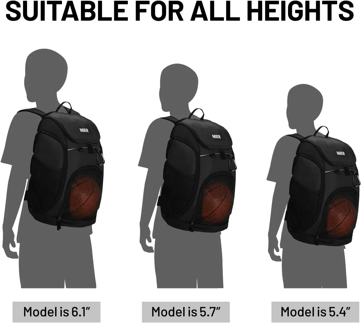 MIER Basketball Backpack Large Sports Soccer Bag with Ball/Shoes Holder for Men Women Volleyball Gym Equipment Training, 40L