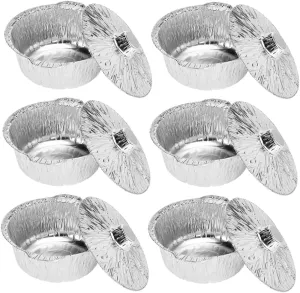 Milisten Aluminum Round Foil Pans Lids 6pcs Disposable Cooking Pots Set Heat Resistant for Hot Pot BBQ Easy to Open for Outdoor Cooking