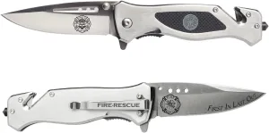 Military Gift Shop Firefighter First Responder Pocket Knife for Men | USA Rescue Knife | Fire Knife Silver