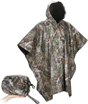 Military Poncho, Waterproof Camouflage Army Poncho, Multi Use Rip Stop Military Rain Poncho