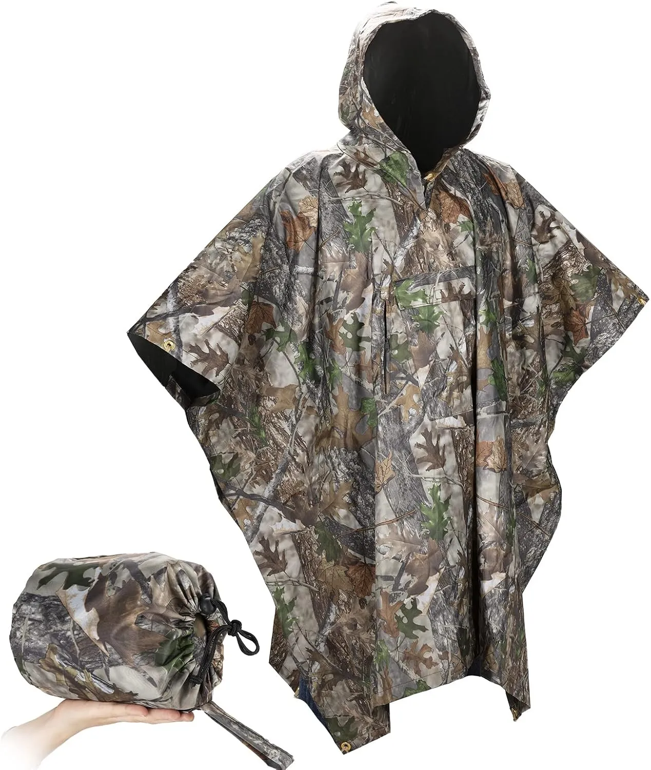 Military Poncho, Waterproof Camouflage Army Poncho, Multi Use Rip Stop Military Rain Poncho