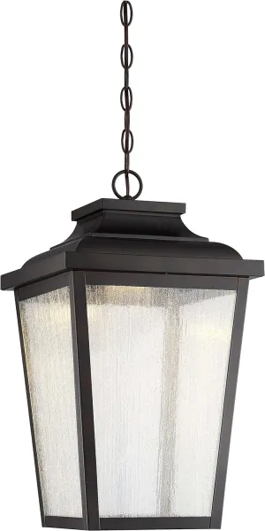 Minka Lavery Outdoor Seeded Glass Pendant Lighting 72175-189-L Irvington Manor, 1-Light LED 13 Watts, 22" H x 13" W, Chelesa Bronze
