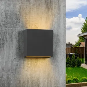 Modern LED Wall Sconce Outdoor Up Down Wall Lamp, Aluminum Waterproof Wall Lights Exterior Light Fixtures 7.5W 450LM 3000K Hallway Wall Lighting for Porch Front Door Garden Yard Patio