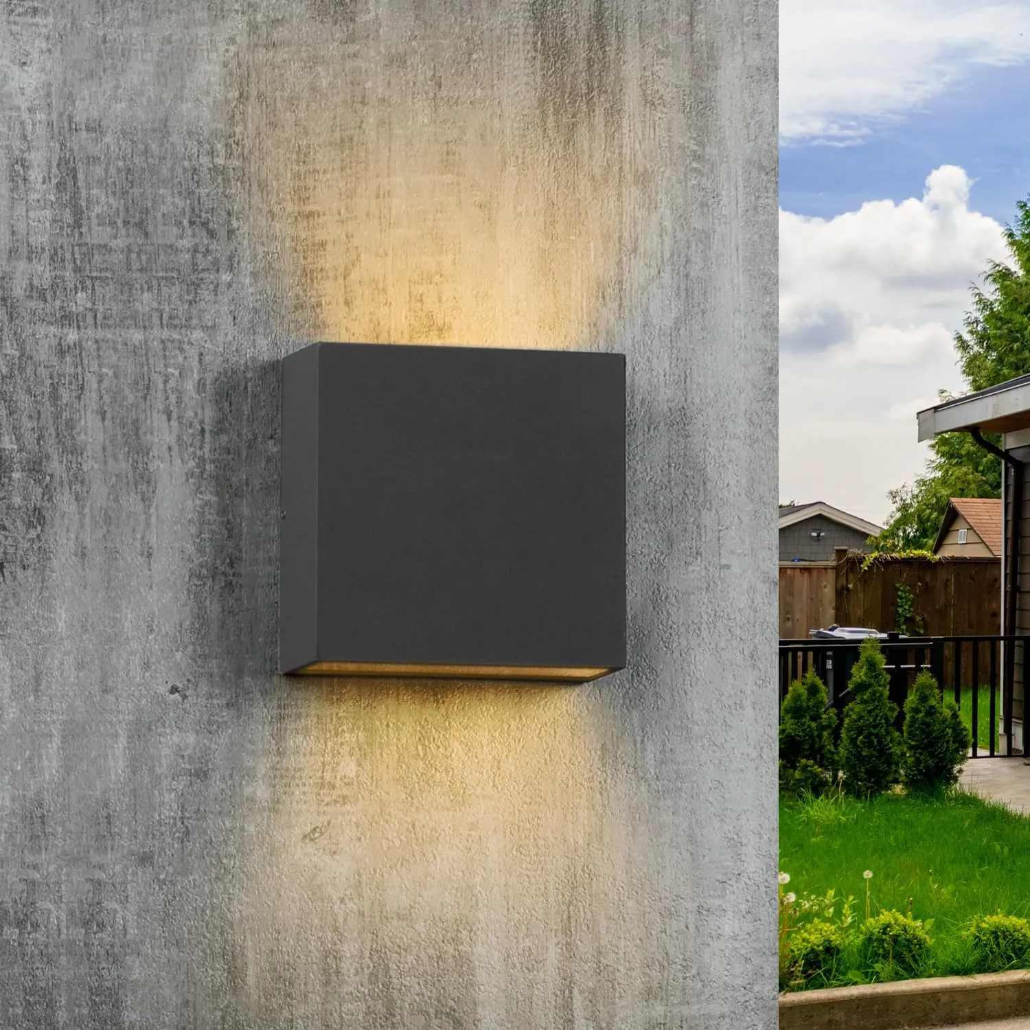 Modern LED Wall Sconce Outdoor Up Down Wall Lamp, Aluminum Waterproof Wall Lights Exterior Light Fixtures 7.5W 450LM 3000K Hallway Wall Lighting for Porch Front Door Garden Yard Patio
