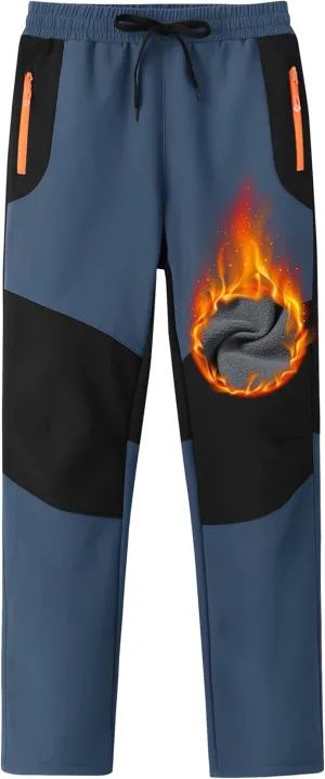 MoFiz Kids Waterproof Snow Ski Pants Kids Winter Warm Fleece Snowboard Pants Girls Elastic Waist Outdoor Hiking Pants