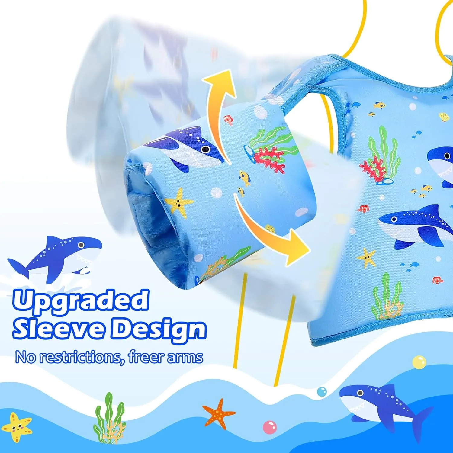 MoKo Kids Swim Vest, Arm Band Pool Floaties Jacket for 2-3-4-5-6 Years (22-30-40-50-66LBS), Pool Floats for Kids, Water Wings for Children Swimmies, Toddlers, Boys, Girls