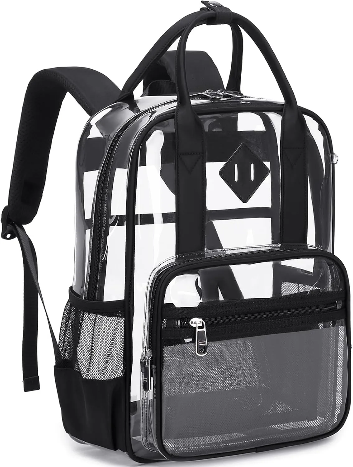 MOONBABY Clear Backpack for Stadium Events Kids Clear Bookbag for Girls Boys Elementary School Heavy Duty PVC Small Transparent Backpack, Black