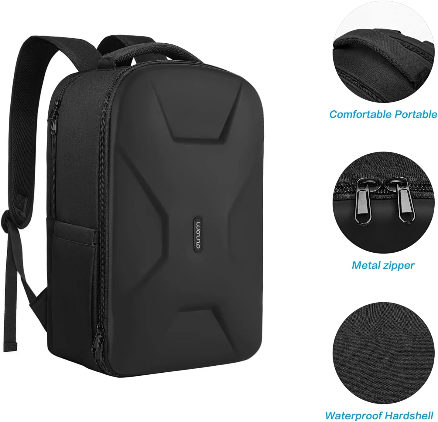 MOSISO 15.6-16 inch 35L Laptop Backpack with USB Charging Port for Women Men, Waterproof Hardshell Travel Business Computer Bag, Anti-Theft Daypack with Luggage Strap, Black