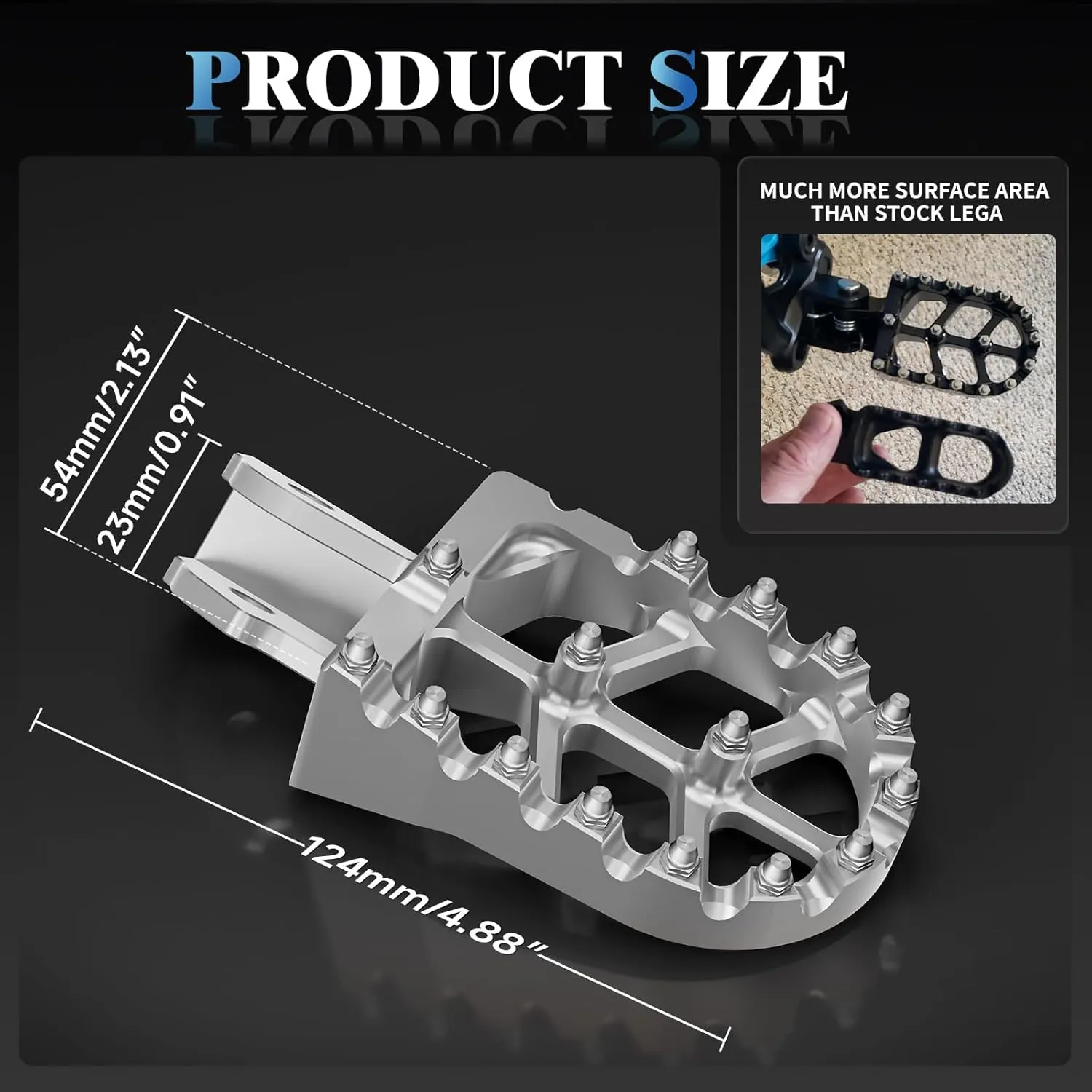 Motorcycle Footpegs Wider Foot Pegs CNC for Surron Sur Ron LBX E-Ride Pro SS/SR/S Talaria Sting MX3/R MX4 ERide Pro SS 2.0 3.0 Electric Dirt Bike Silver