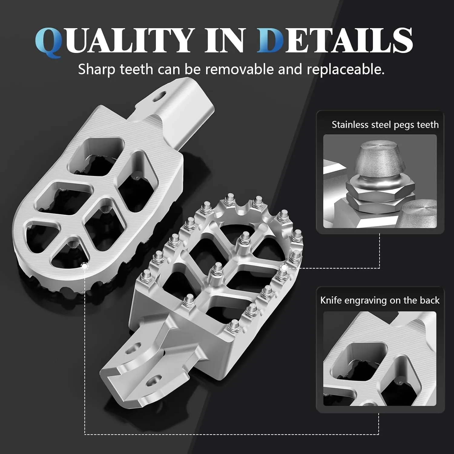Motorcycle Footpegs Wider Foot Pegs CNC for Surron Sur Ron LBX E-Ride Pro SS/SR/S Talaria Sting MX3/R MX4 ERide Pro SS 2.0 3.0 Electric Dirt Bike Silver