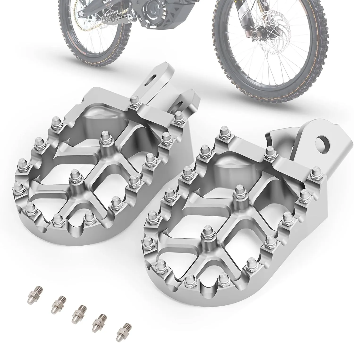 Motorcycle Footpegs Wider Foot Pegs CNC for Surron Sur Ron LBX E-Ride Pro SS/SR/S Talaria Sting MX3/R MX4 ERide Pro SS 2.0 3.0 Electric Dirt Bike Silver