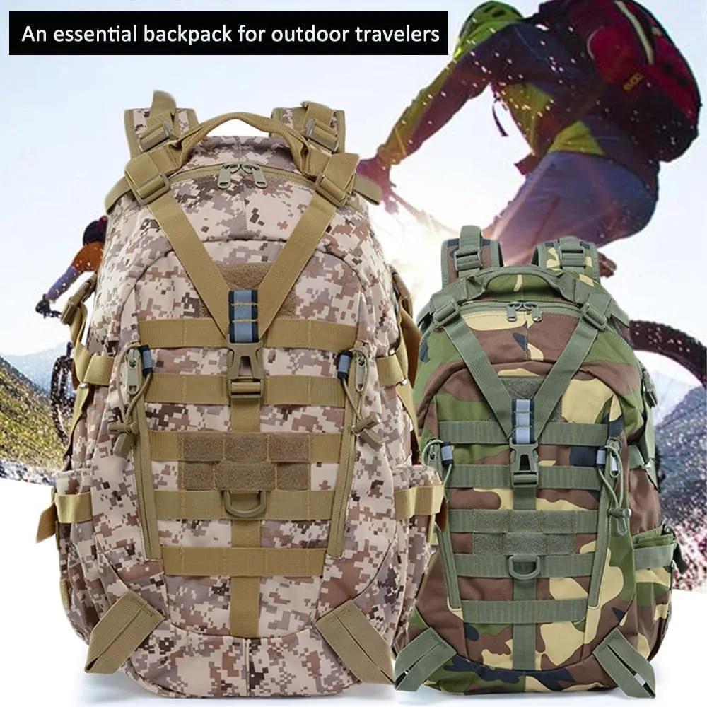 Multi-functional Lightweight Outdoor Backpack for Hiking Camping Cycling Oxford Cloth 40L Tactical Backpack (Green CP 1)