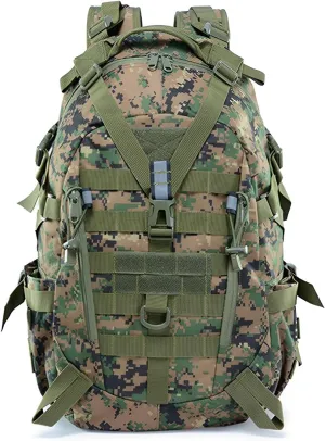 Multi-functional Lightweight Outdoor Backpack for Hiking Camping Cycling Oxford Cloth 40L Tactical Backpack (Green CP 1)