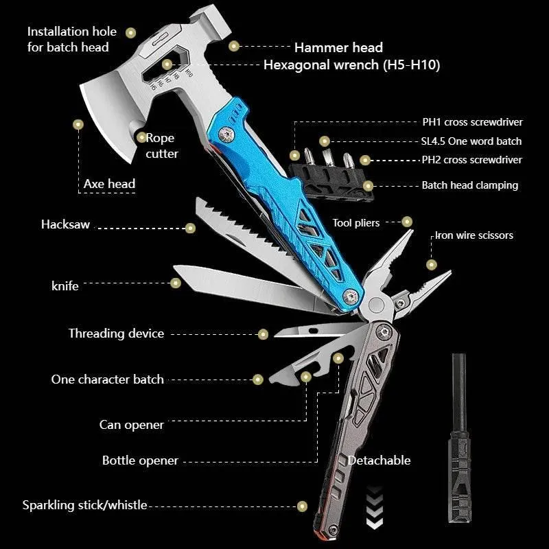 Multi-Tool Axe Hammer Pliers - Camping Survival Gadget