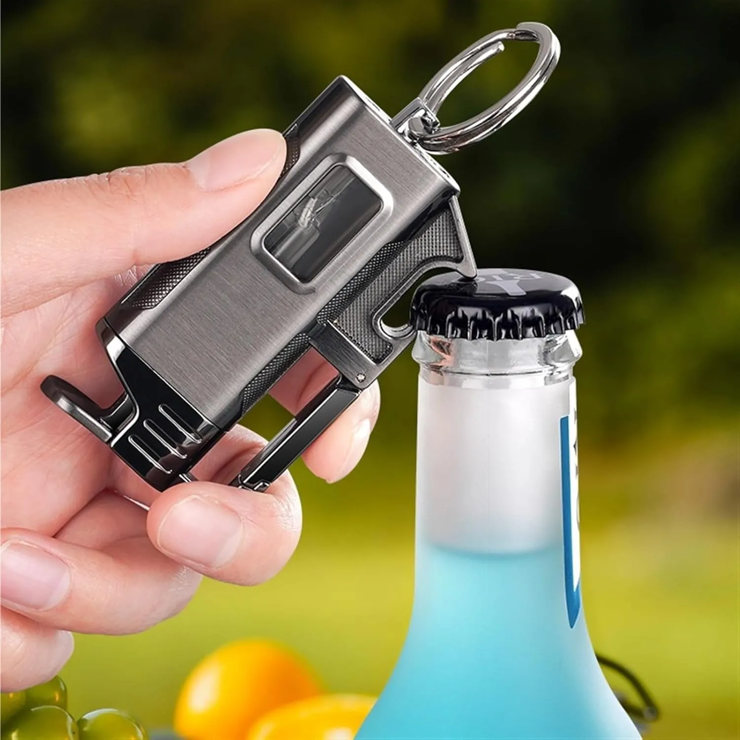 Multifunctional butane lighter, portable keychain lighter, visible gas tank lighter, windproof lighter (without butane)(Bronze)