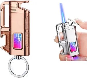 Multifunctional butane lighter, portable keychain lighter, visible gas tank lighter, windproof lighter (without butane)(Bronze)