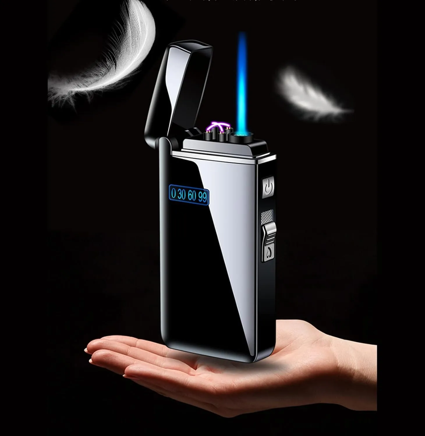 Multifunctional Lighter Arc Inflatable 2 Ignition Switches Man Female Fashion Outdoor Windproof Metal USB Box (K)