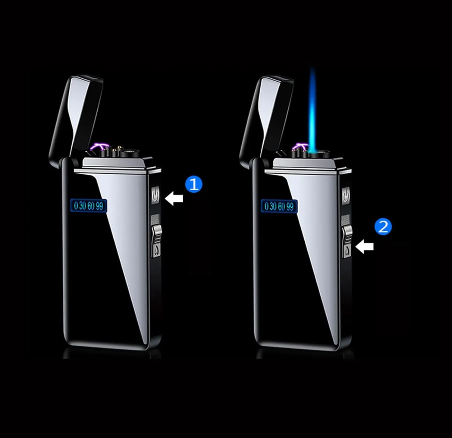 Multifunctional Lighter Arc Inflatable 2 Ignition Switches Man Female Fashion Outdoor Windproof Metal USB Box (K)