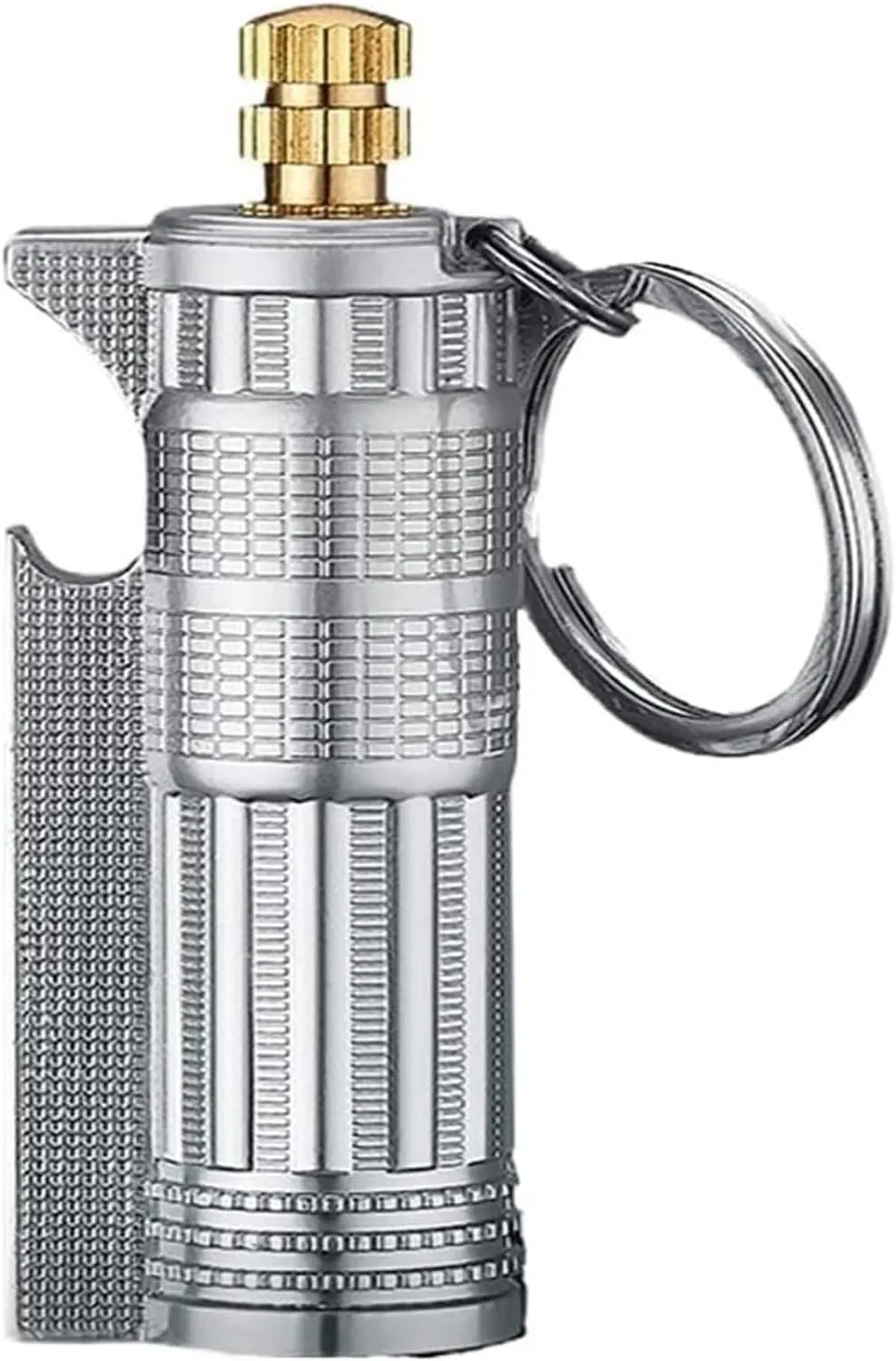 Multifunctional Lighter, Metal Match Lighter, Waterproof Outdoor Kerosene Lighter, Windproof and Reusable Gift for Colleagues and Friends(Silver)