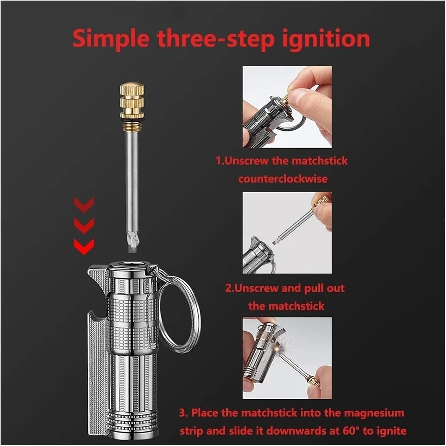 Multifunctional Lighter, Metal Match Lighter, Waterproof Outdoor Kerosene Lighter, Windproof and Reusable Gift for Colleagues and Friends(Silver)