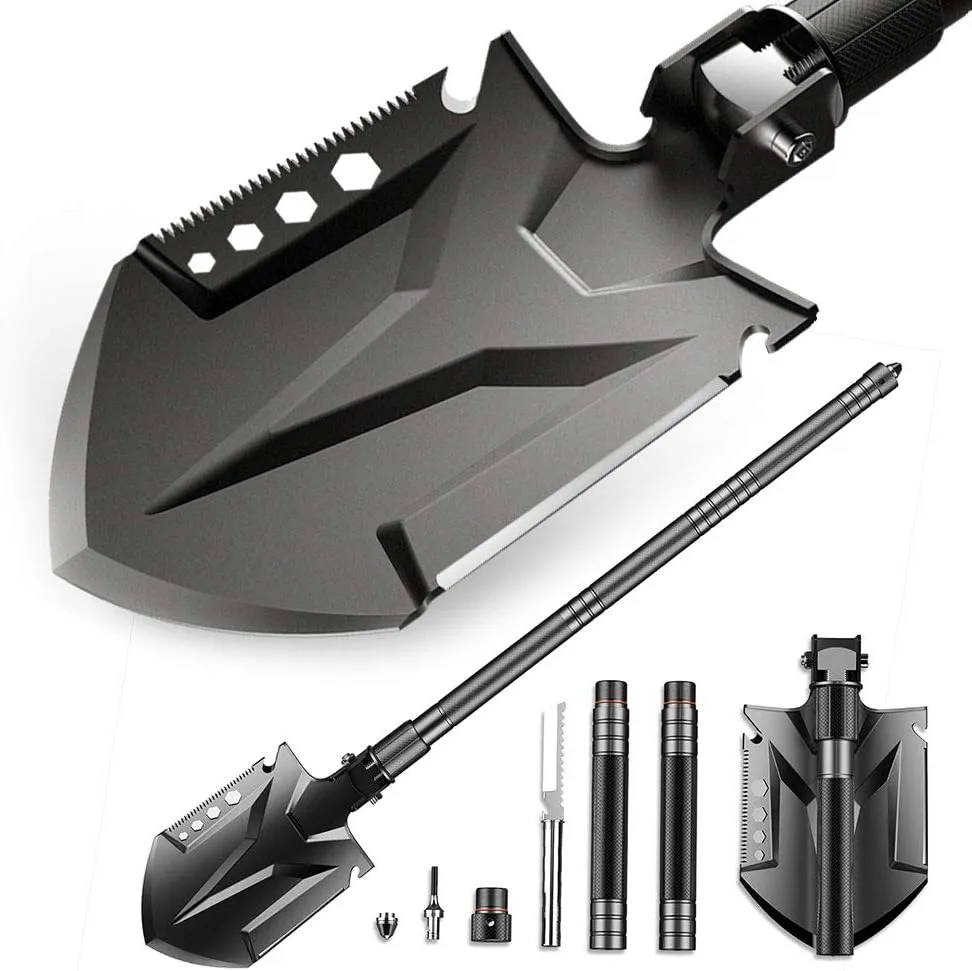 Multifunctional Tactical Shovel, Folding Outdoor Survival Tool Made of High Carbon Steel