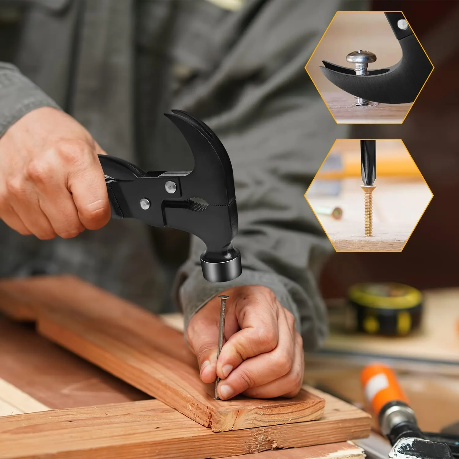 Multitool Camping Accessories Stocking Stuffers for Men Dad Gifts, 18 in 1 Survival Multi Tools Hammer Multi Tool Cool Gadgets for Adults Him Boyfriend Husband Grandpa Birthday Valentines Fathers