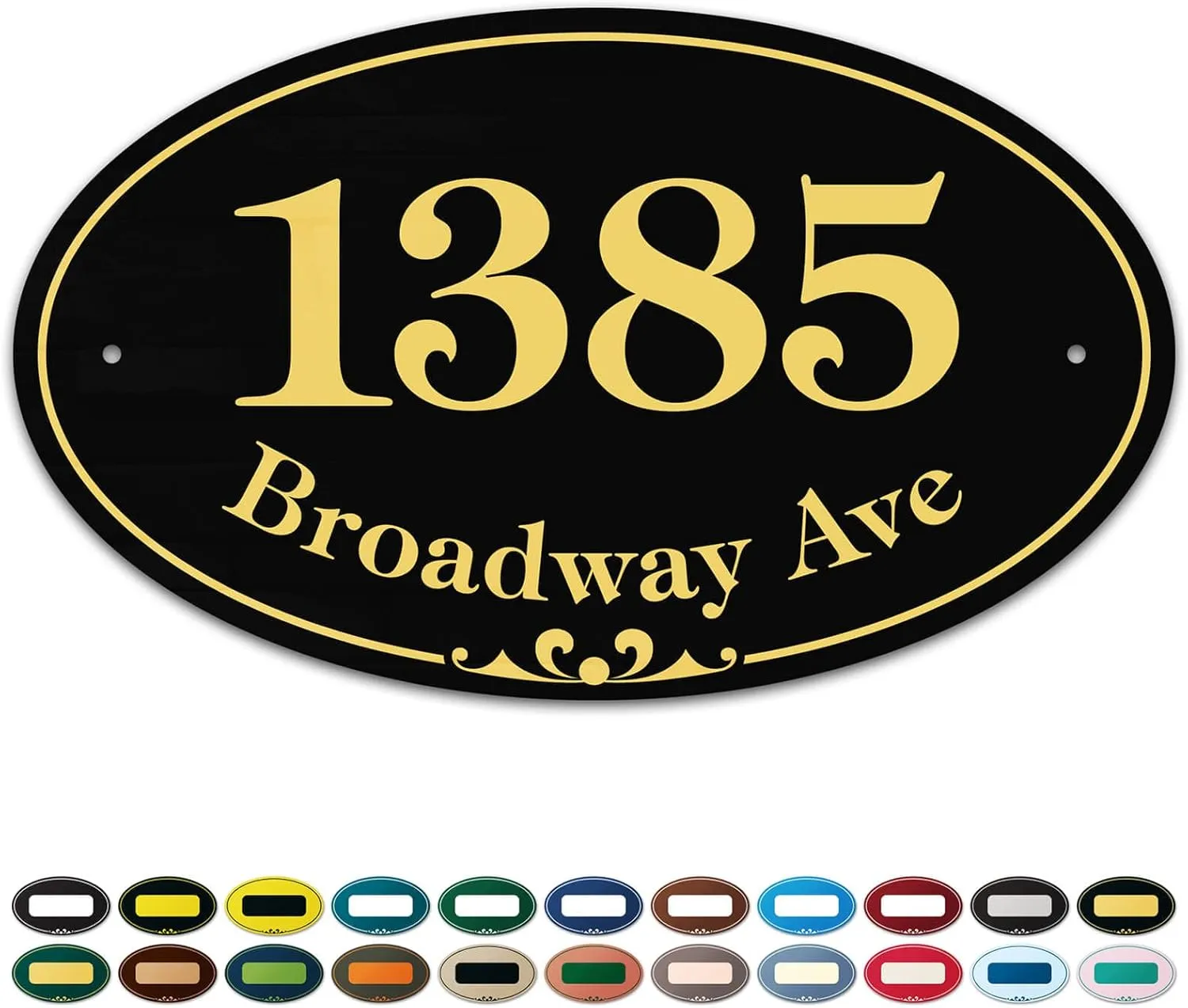My Sign Center House Address Sign, House Address Plaque, Indoor/Outdoor Use, 7x12 inch, 22 Colors, Reflective Option, USA Made (Prestige Oval)