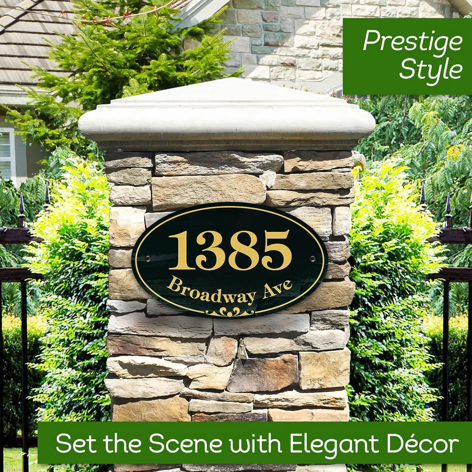 My Sign Center House Address Sign, House Address Plaque, Indoor/Outdoor Use, 7x12 inch, 22 Colors, Reflective Option, USA Made (Prestige Oval)