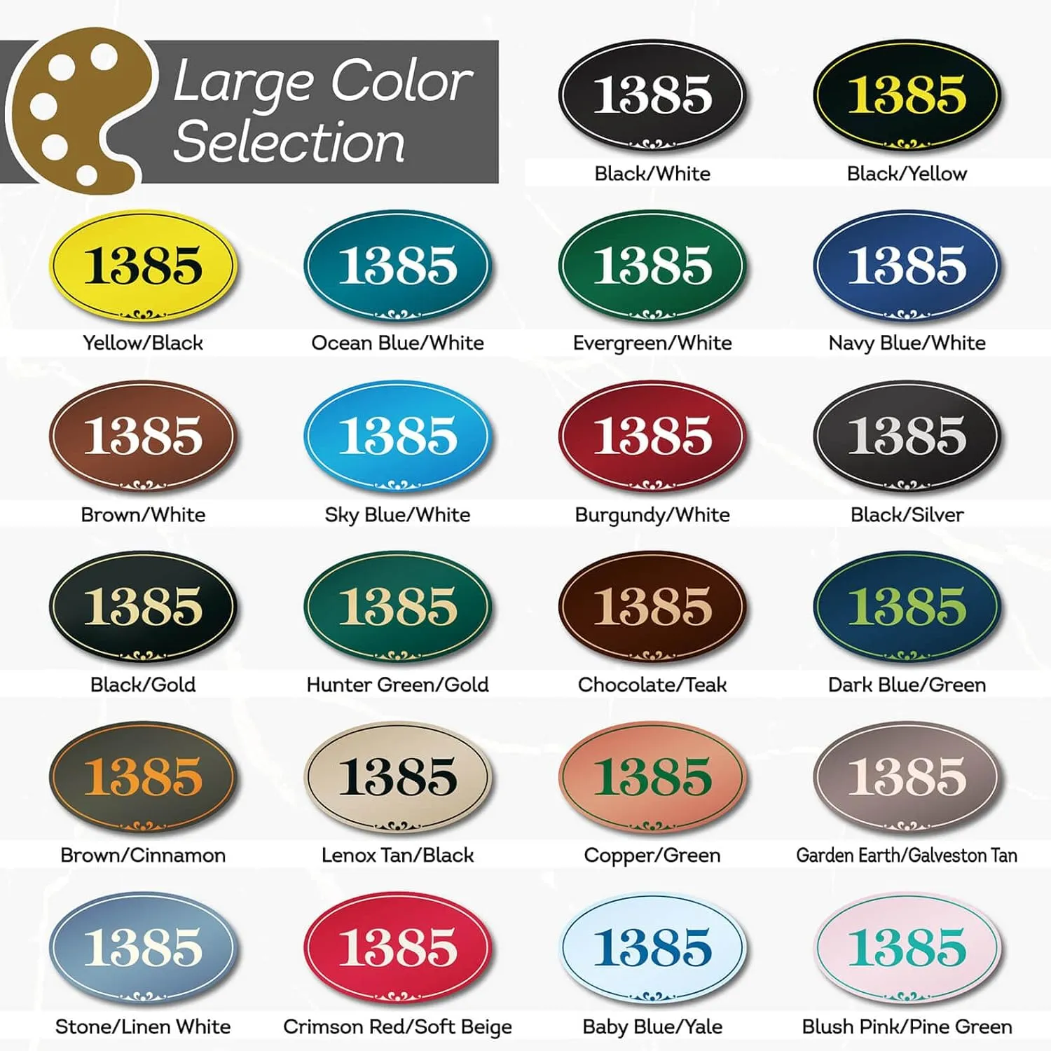 My Sign Center House Address Sign, House Address Plaque, Indoor/Outdoor Use, 7x12 inch, 22 Colors, Reflective Option, USA Made (Prestige Oval)