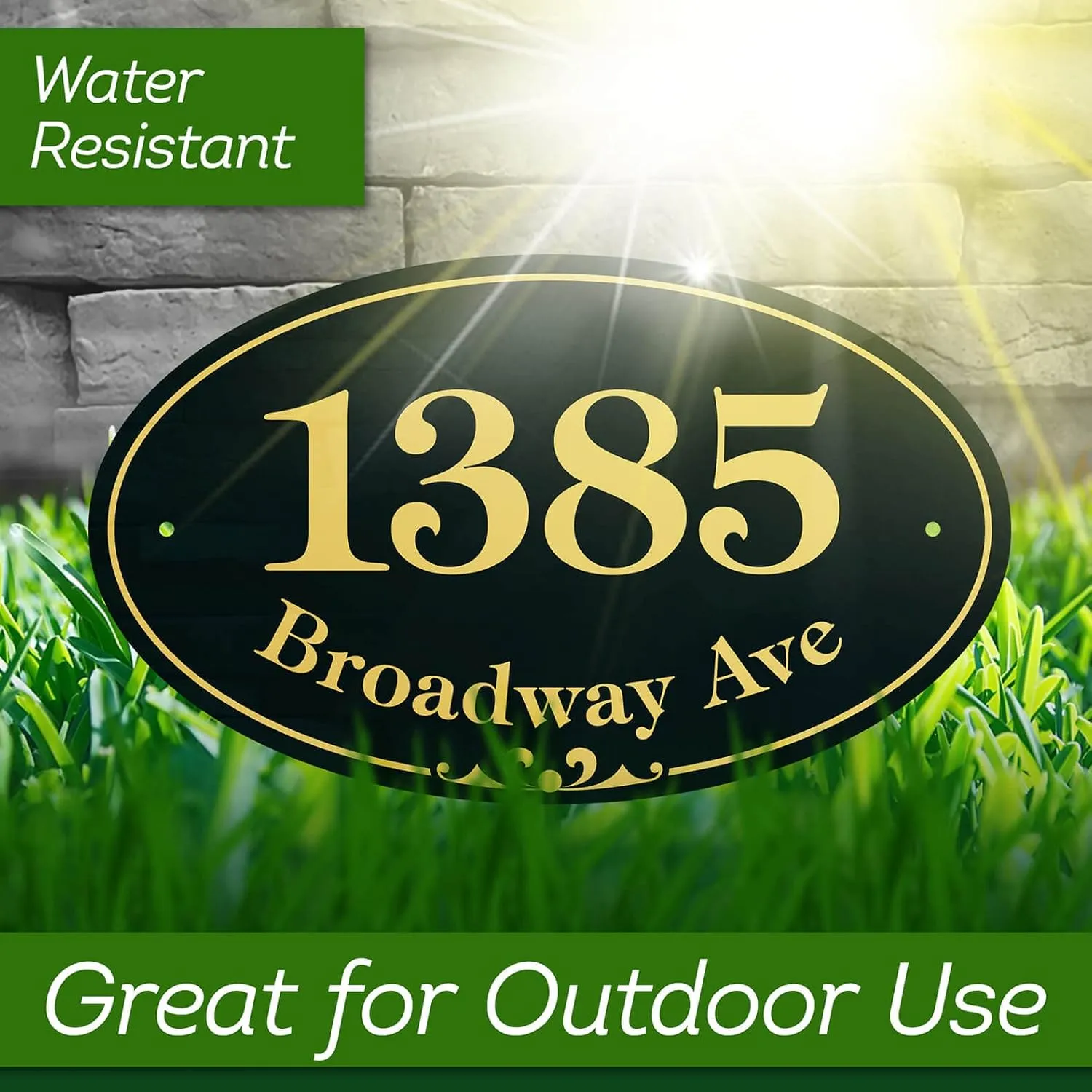 My Sign Center House Address Sign, House Address Plaque, Indoor/Outdoor Use, 7x12 inch, 22 Colors, Reflective Option, USA Made (Prestige Oval)