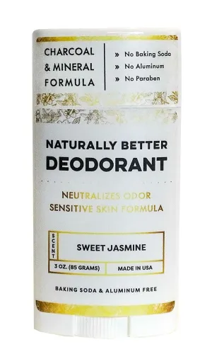 Naturally Better Sweet Jasmine Deodorant - Sensitive Skin Formula, Aluminum-Free, Baking Soda-Free, All-Natural, Magnesium & Activated Charcoal, Plant-Derived, Made in USA by DAYSPA Body Basics