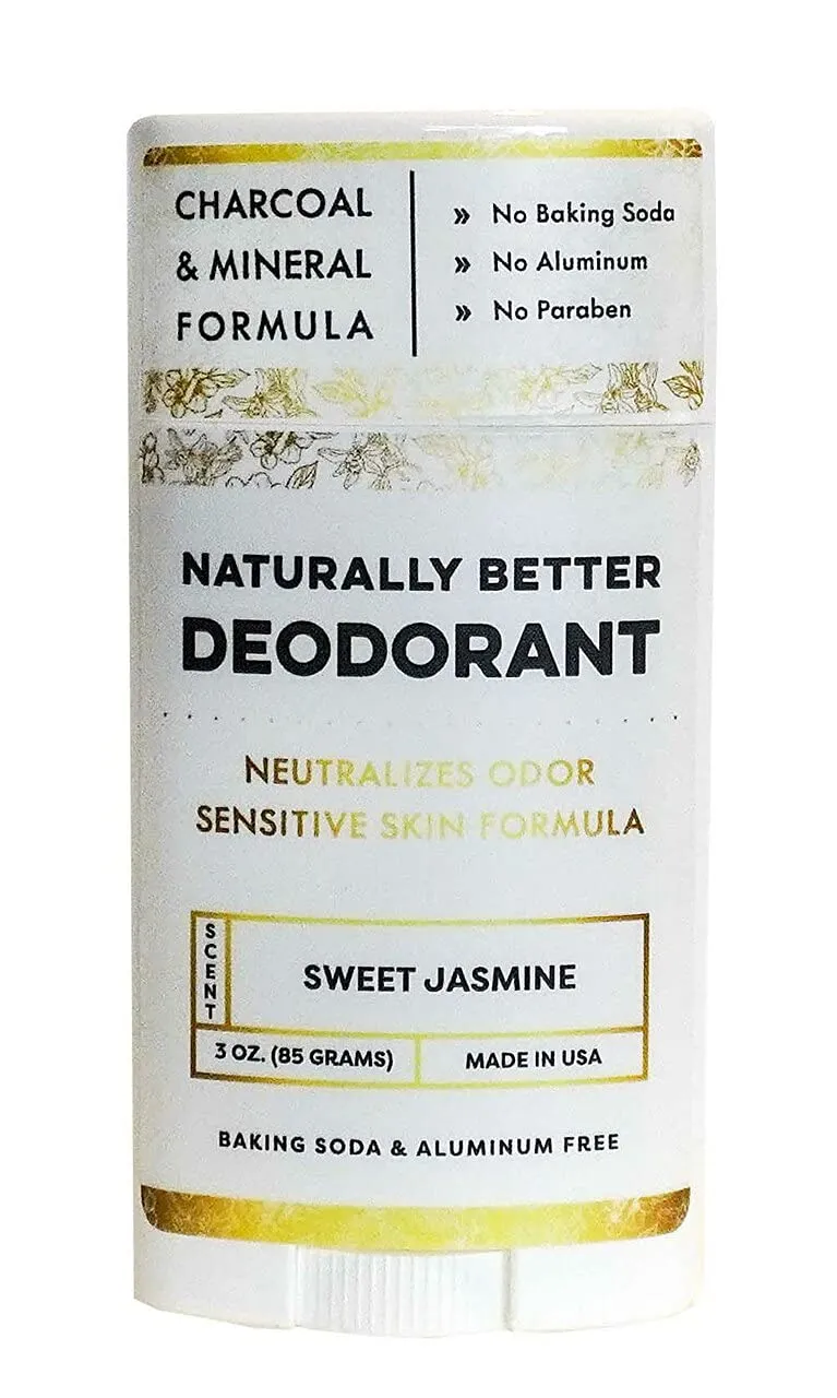 Naturally Better Sweet Jasmine Deodorant - Sensitive Skin Formula, Aluminum-Free, Baking Soda-Free, All-Natural, Magnesium & Activated Charcoal, Plant-Derived, Made in USA by DAYSPA Body Basics