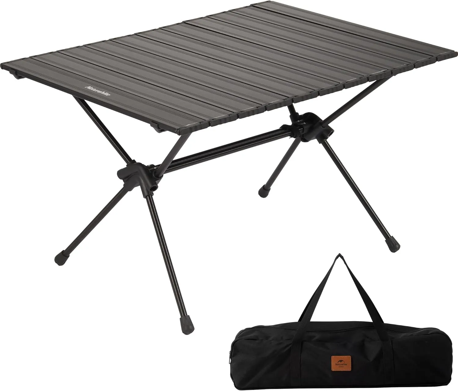 Naturehike FT11 Height Adjustable Camping Table, Ultralight Aluminum Roll Up Table with Carry Bag, Portable Backpacking Camp Table for Hiking Picnic Fishing Beach