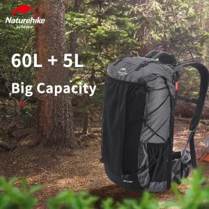 Naturehike Hot Sale 60L 5L Camping Backpack 1.16kg High Capacity 15kg Load Camping Backpack Tear-Risistant Hiking Backpack