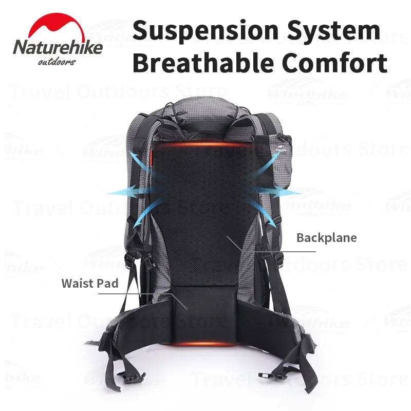 Naturehike Hot Sale 60L 5L Camping Backpack 1.16kg High Capacity 15kg Load Camping Backpack Tear-Risistant Hiking Backpack