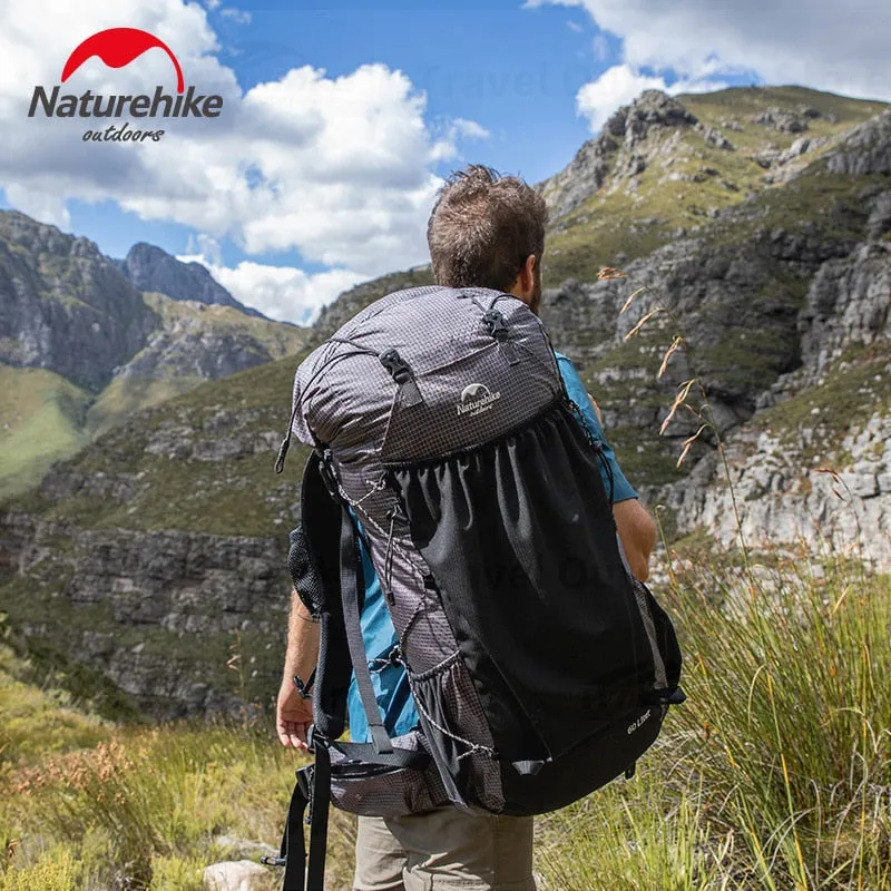 Naturehike Hot Sale 60L 5L Camping Backpack 1.16kg High Capacity 15kg Load Camping Backpack Tear-Risistant Hiking Backpack
