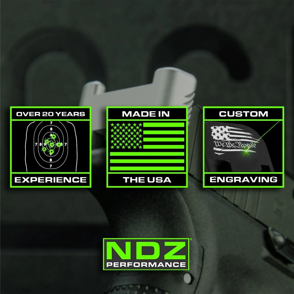 NDZ Performance Extra Thick Aluminum Magazine Base Plate for Glock 17 19 22 23 27 34 45 Gen 1-5 | 9mm & .40 Cal | Laser Engraved, Anodized [Black] | Made in USA – Custom Colors & Designs