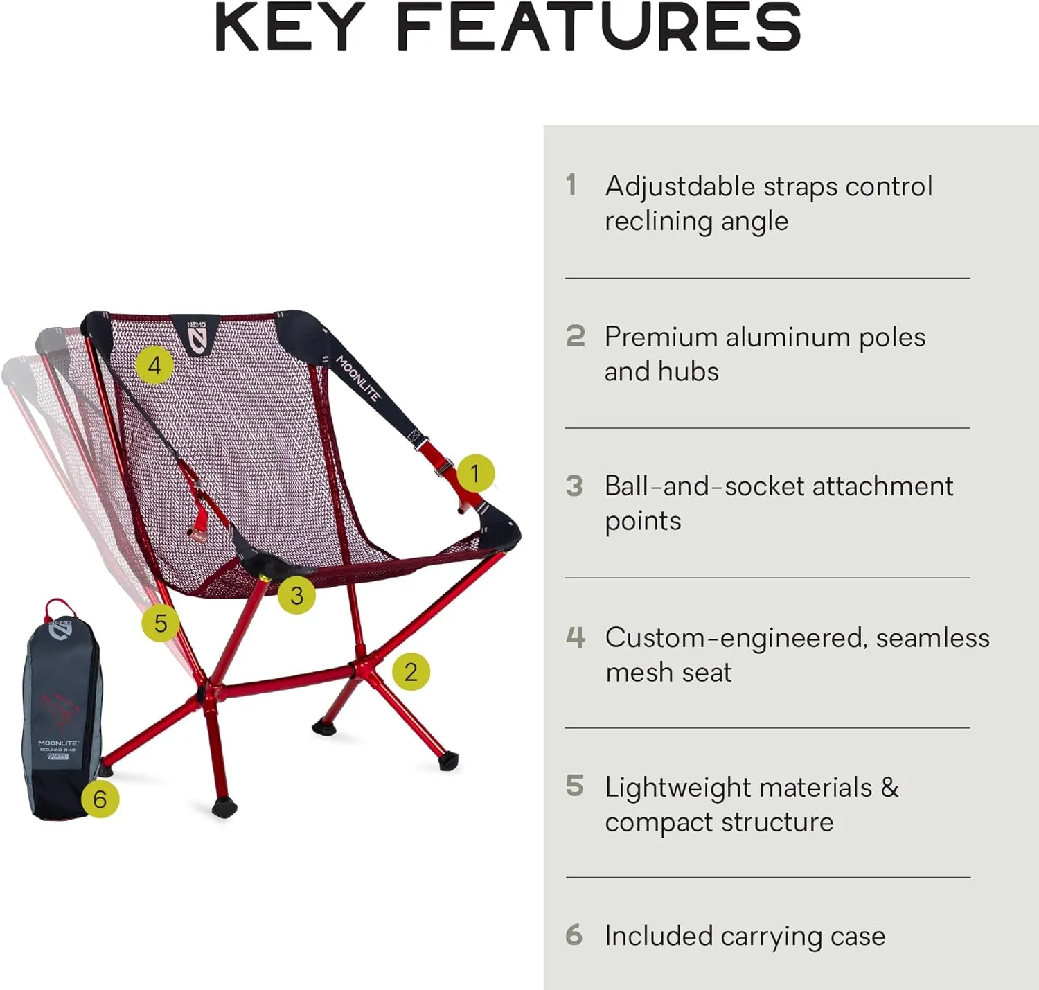NEMO Equipment Moonlite Reclining Camp Chair - Deep Claret - One Size
