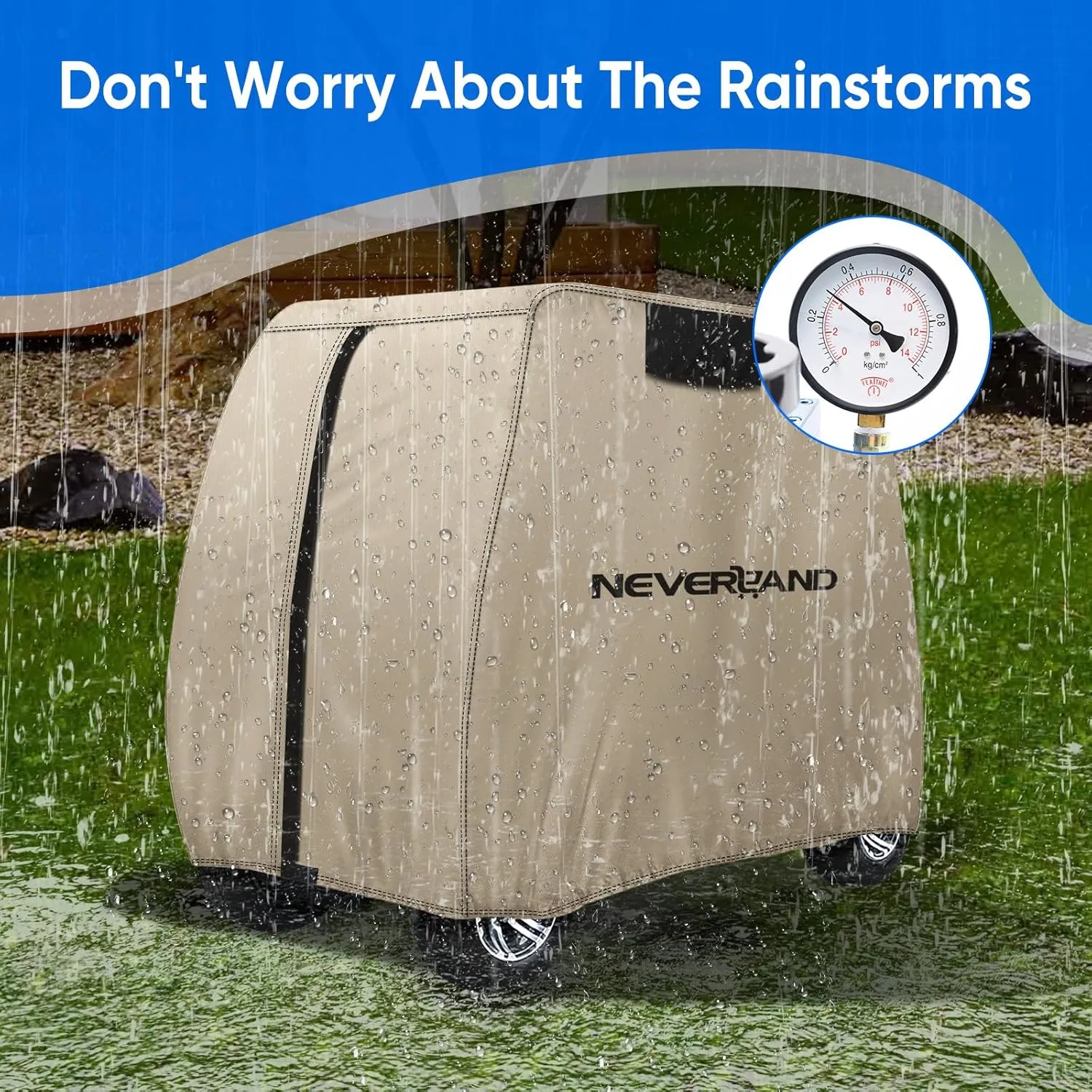 NEVERLAND Golf Cart Cover - Waterproof Golf Cart Covers - Fits for Yamaha Golf Carts EZ GO Club Car - Outdoor Windproof Sunproof