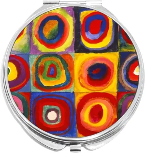 NewCharms Squares with Concentric Circles Compact with Mirrors - Perfect Pocket and Purse Size Folding Mirror for Applying Make Up Anywhere