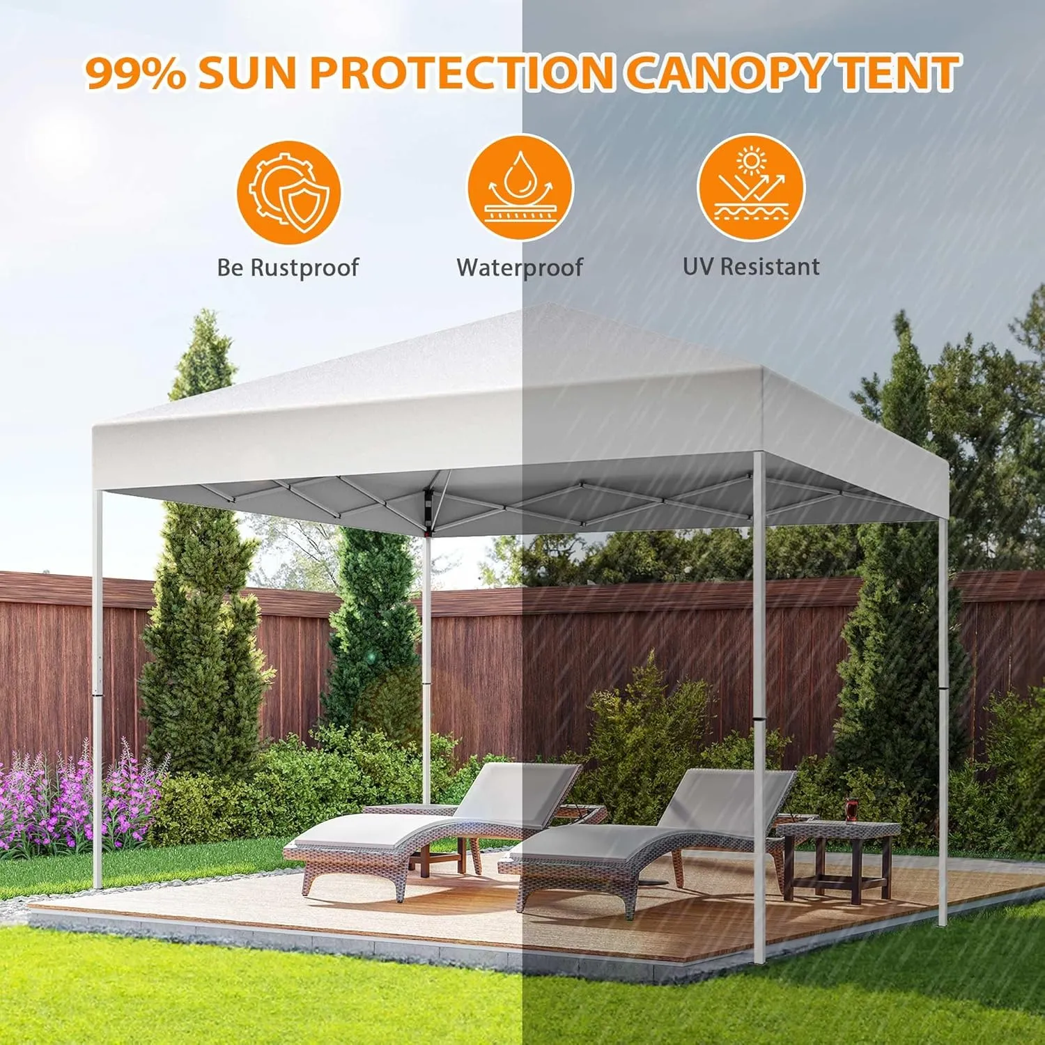 Nova Microdermabrasion 10 X 10 ft Pop Up Canopy Tent Easy Set up Outdoor Instant Straight Legs Portable Gazebo Shelter with Wheeled Bag for Camp Beach Patio and Garden (White)