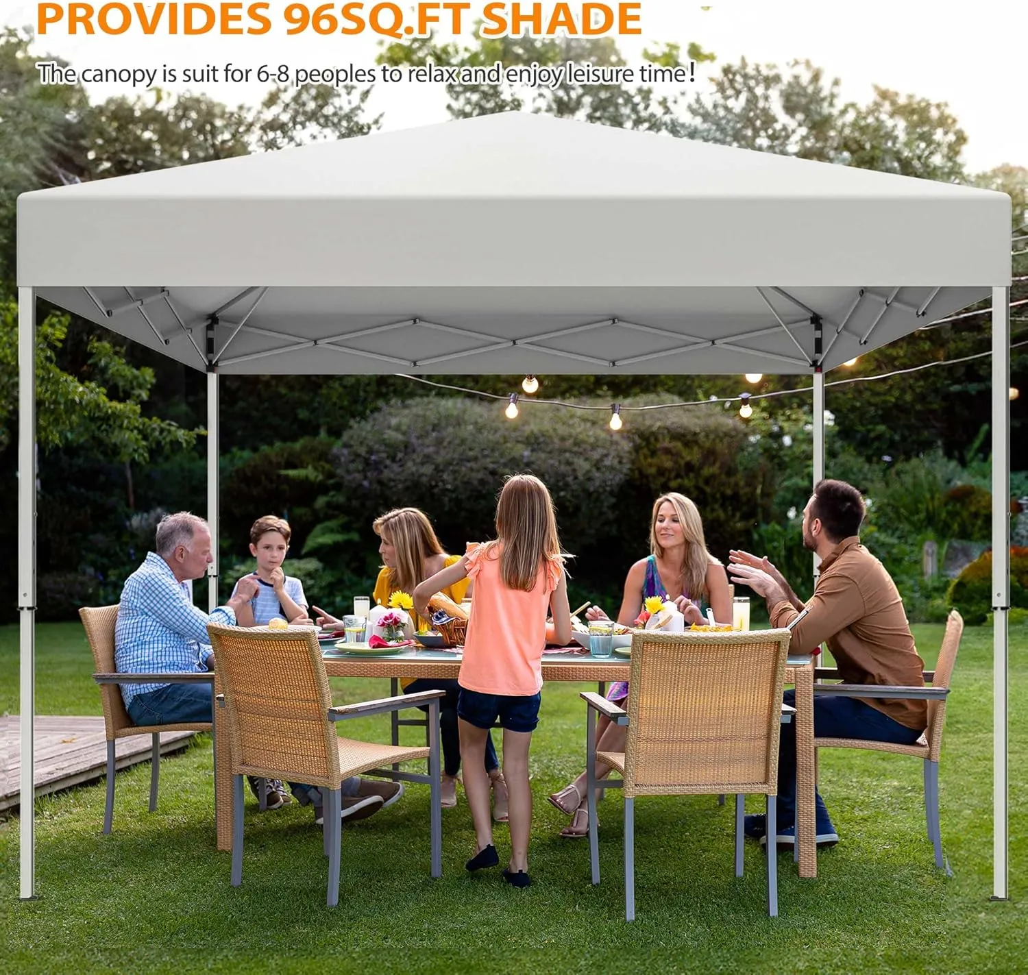 Nova Microdermabrasion 10 X 10 ft Pop Up Canopy Tent Easy Set up Outdoor Instant Straight Legs Portable Gazebo Shelter with Wheeled Bag for Camp Beach Patio and Garden (White)