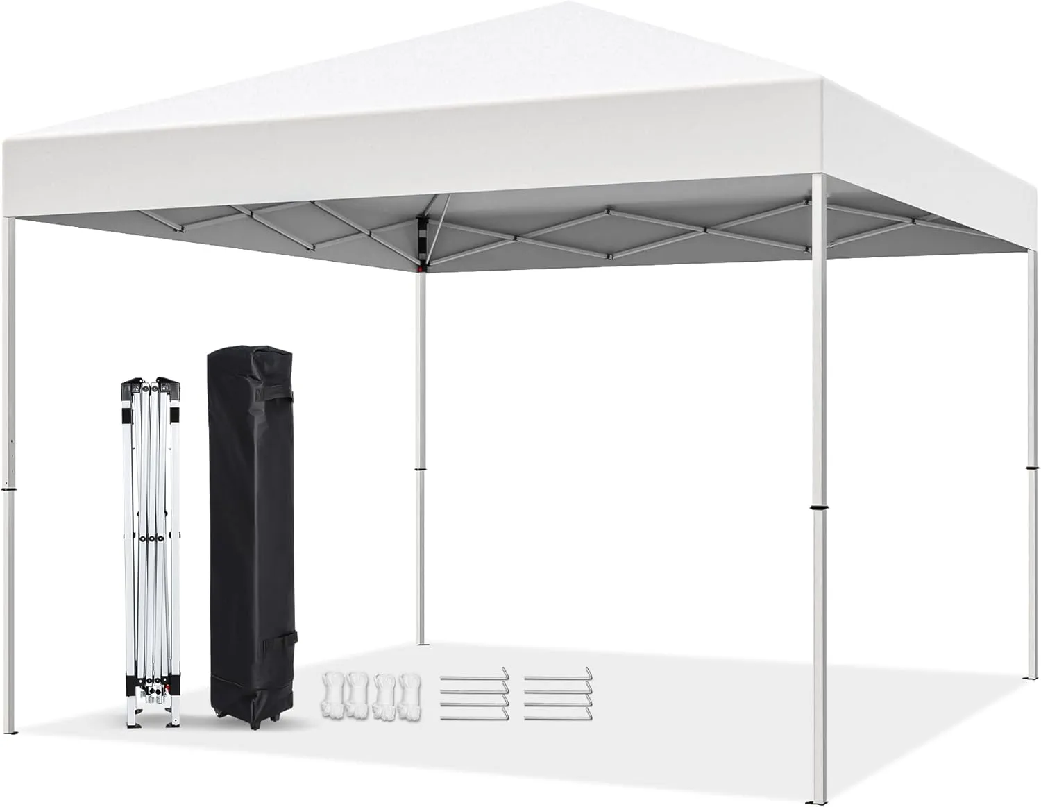 Nova Microdermabrasion 10 X 10 ft Pop Up Canopy Tent Easy Set up Outdoor Instant Straight Legs Portable Gazebo Shelter with Wheeled Bag for Camp Beach Patio and Garden (White)