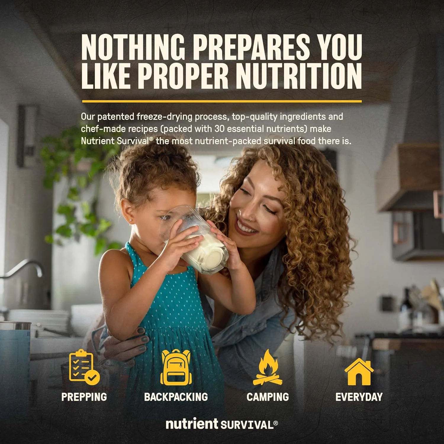 Nutrient Survival Vitamin Powdered Milk, Freeze Dried Prepper Supplies & Emergency Food Supply, 21 Essential Nutrients, Soy & Gluten Free, Shelf Stable Up to 25 Years, One Can, 50 Servings