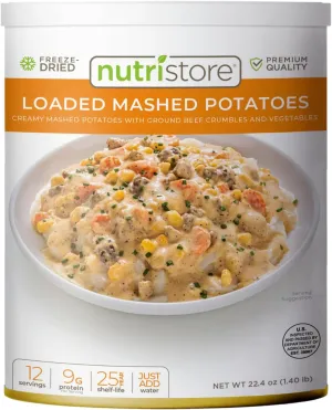 Nutristore Freeze-Dried Loaded Mashed Potatoes | Emergency Survival Bulk Food Storage Meal | Perfect for Everyday Meals and Long-Term Storage | 25 Year Shelf Life | USDA Inspected