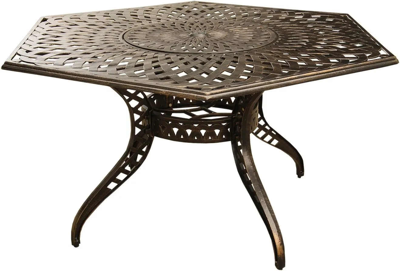 Oakland Living Outdoor Aluminum 63" Hexagon Table, Bronze