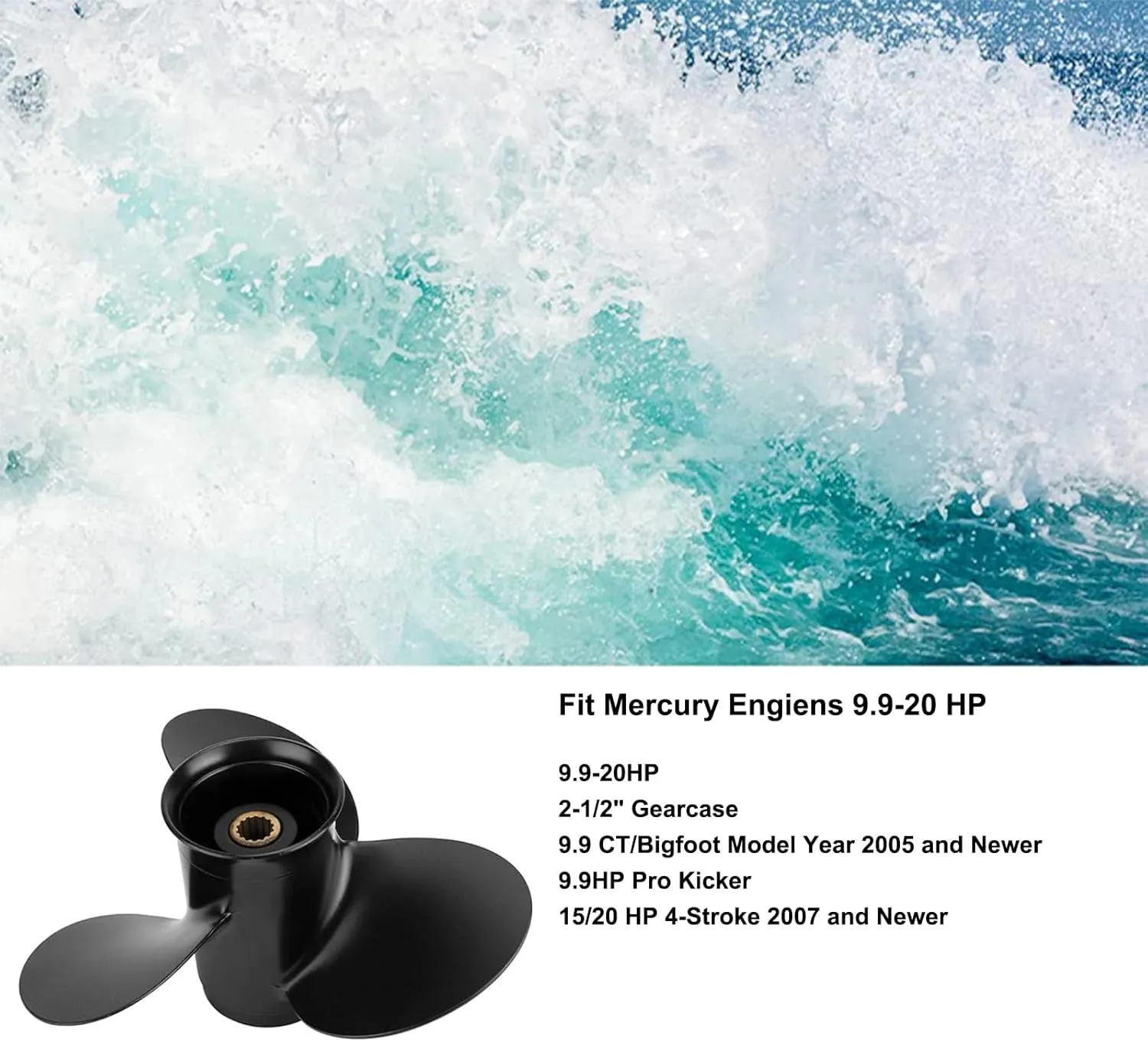 OEM Upgrade 9.25 x 9 &10&11 Pitch 14 Spline Tooth Aluminum Boat Propeller fit Mercury Outboard Motos 9.9/15/20HP &Tohatsu Motos 9.9/12/15/18HP/20HP,NSM NSF MFS, 2-1/2" Gearcase,Rh